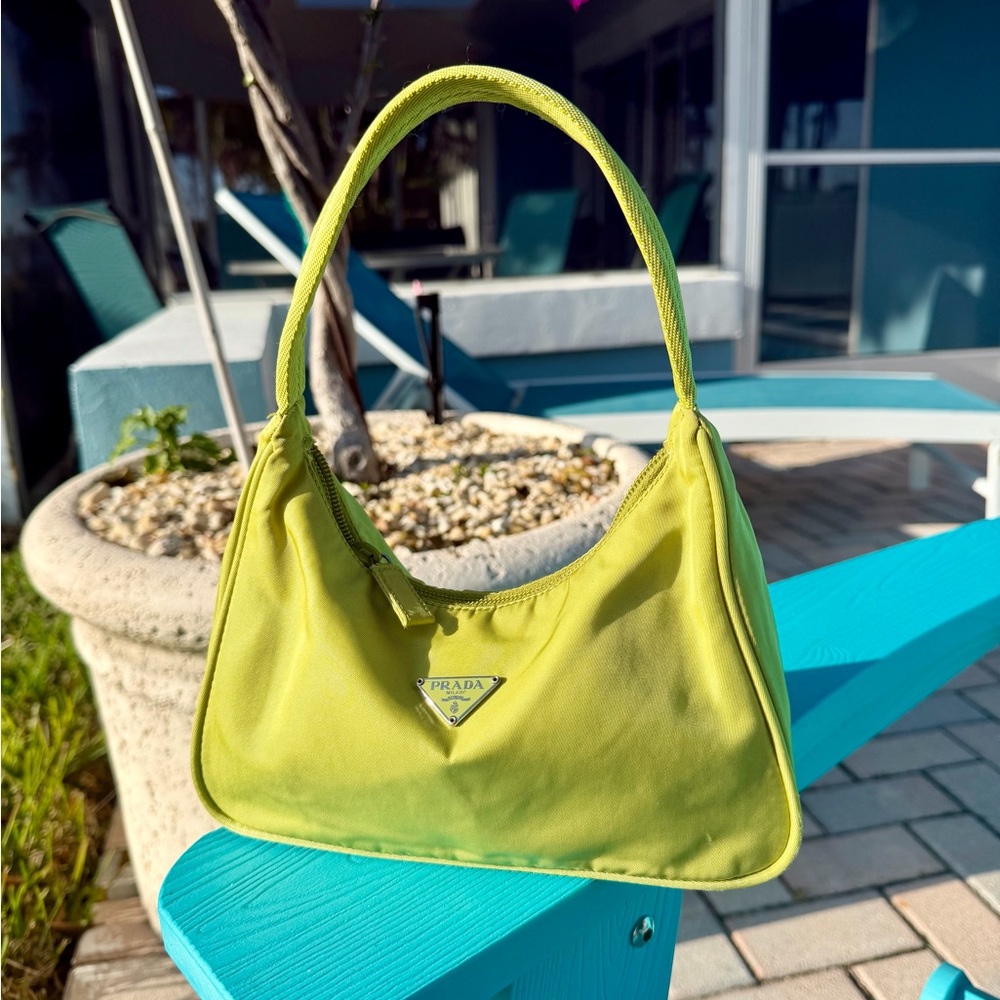 PRADA green tessuto hobo vintage